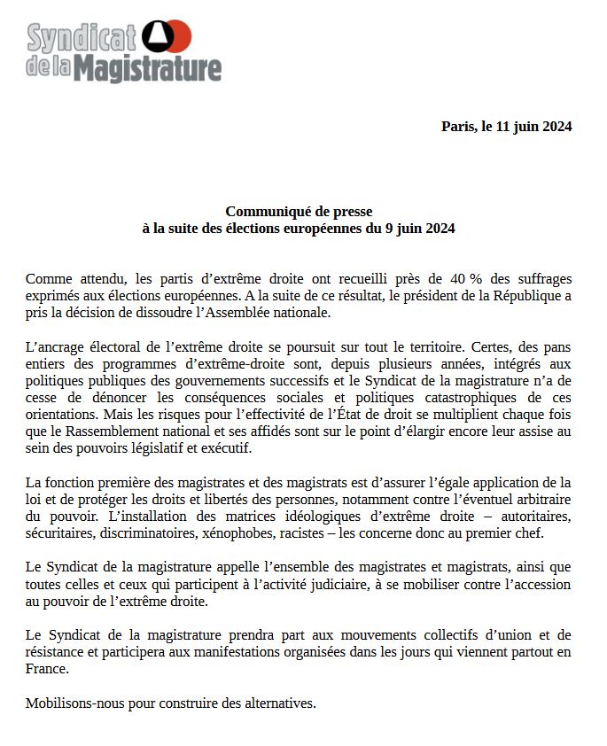 SYNDICAT DE LA MAGISTRATURE