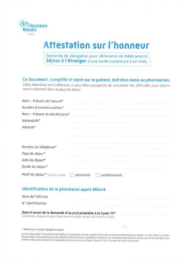 ATTESTATION SUR L'HONNEUR